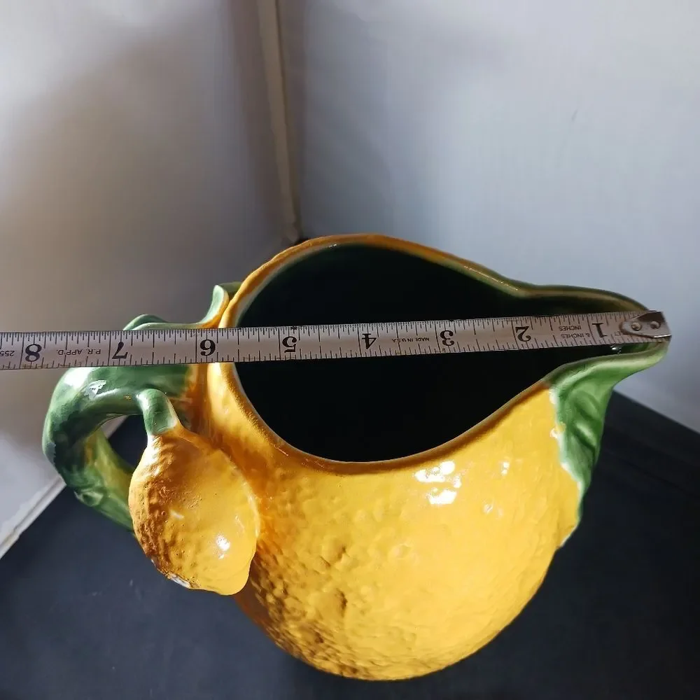 Antique Majolica Style Ceramic Lemonade Pitcher
